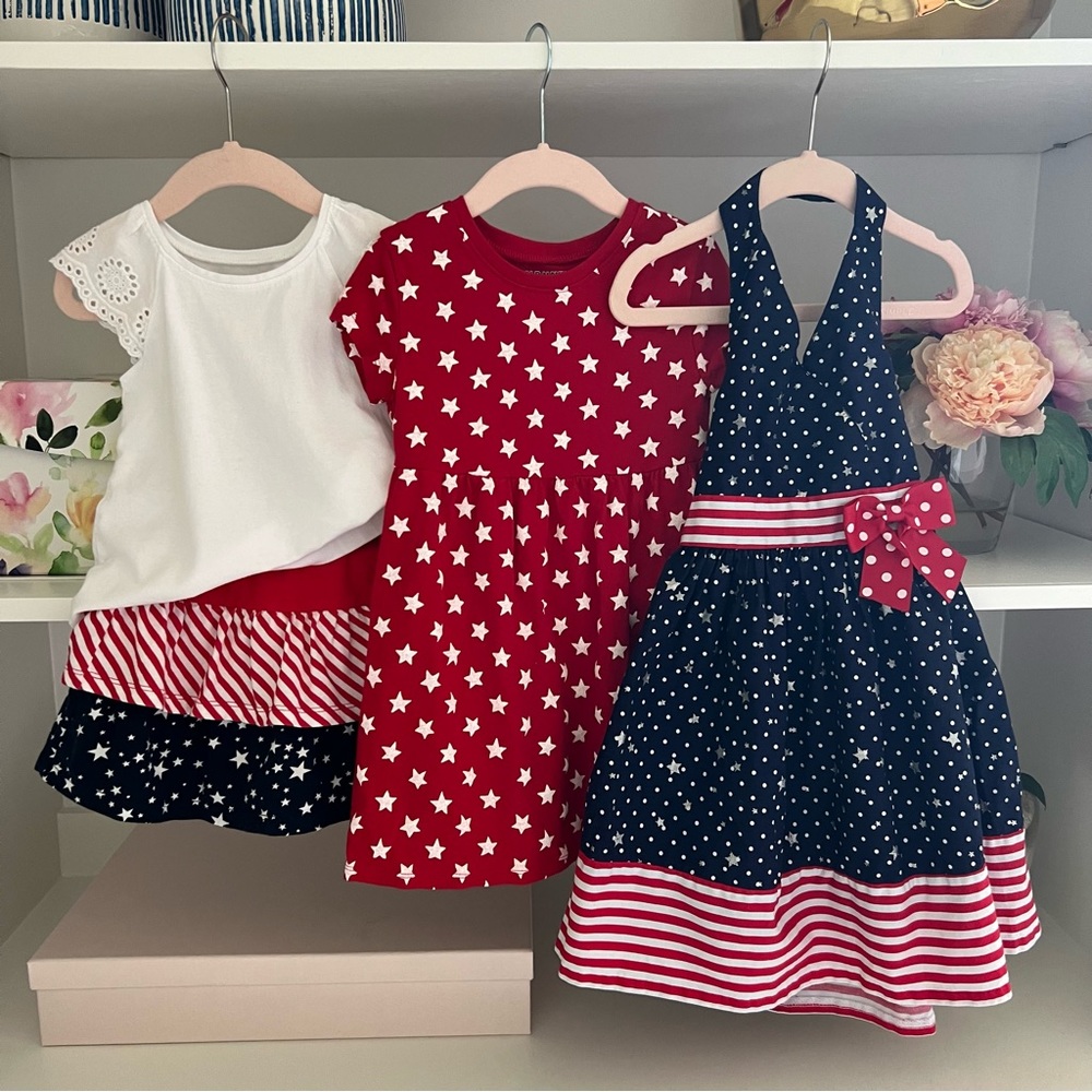 Girls 4T & 3T Red, White & Blue Dresses (4th of July/Memorial Day Looks)